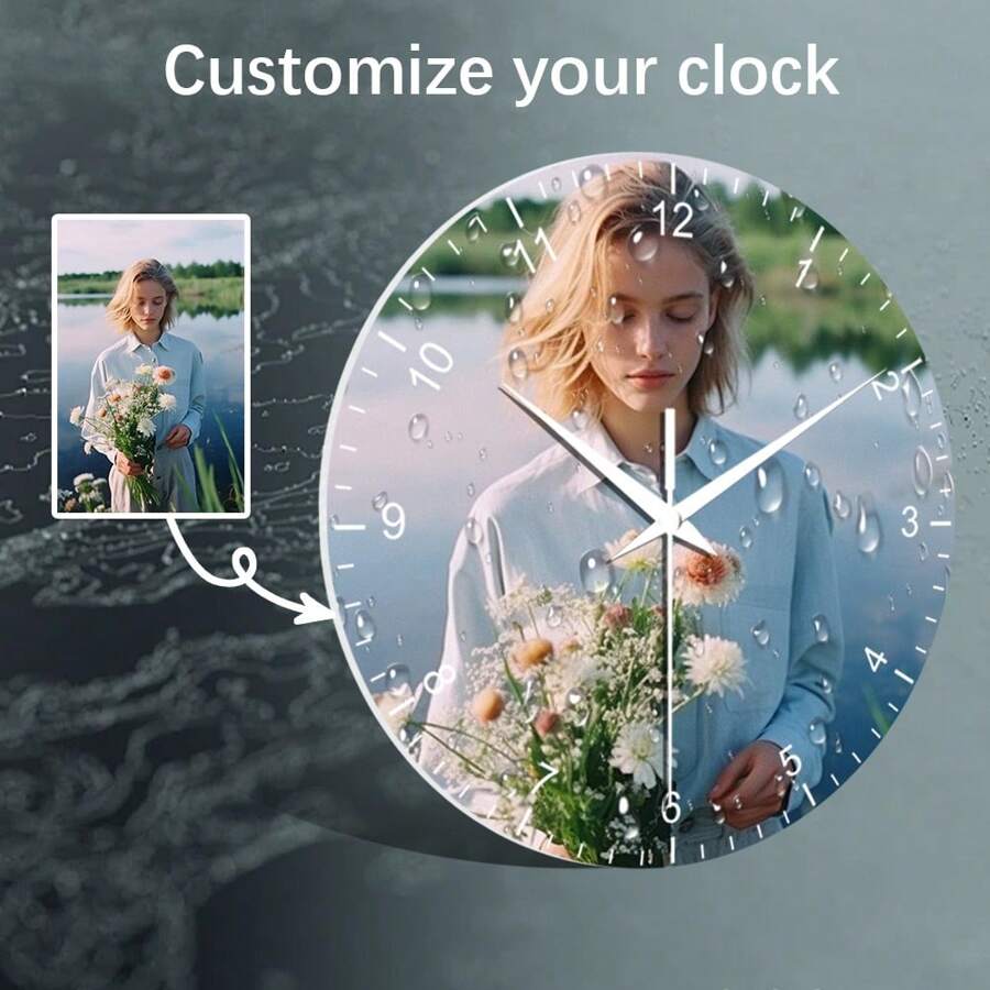 1 pieza Reloj de pared personalizado, personaliza tu foto en el reloj, regalo para tu familia, amigos, mascotas, amantes. Ornamental, exquisito, elegante, de alta calidad, moderno, colorido, diseño sencillo. Regalos personalizados únicos e ideales para él, ella, novio, novia, papá, mamá, familia, amigos para aniversarios, San Valentín, Día de la Madre, Día del Niño, cumpleaños, Día del Padre, graduación, bodas, inauguración de la casa, para el hogar, oficina, sala de estar, dormitorio, comedor, sala de té