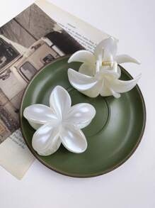 1 件/2 件/3 件大理石染色花卉，珍珠白复古优雅木兰发夹适合编织和盘发，适合日常佩戴、通勤、外出、晚餐、派对、度假、波西米亚风格发夹发夹发夹秋冬花朵发饰女士 - 彩色 - 查看 9