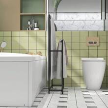 HOMCOM Porte Serviettes sur Pied 2 Niveaux en métal sèche Serviette avec 2 Barres support pour Serviette pour la Salle de Bain, dim. 66l x 20P x 110H cm, Noir - Noir - Voir 6