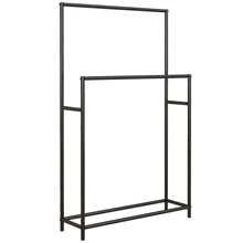 HOMCOM Porte Serviettes sur Pied 2 Niveaux en métal sèche Serviette avec 2 Barres support pour Serviette pour la Salle de Bain, dim. 66l x 20P x 110H cm, Noir - Noir - Voir 3