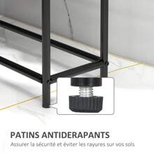 HOMCOM Porte Serviettes sur Pied 2 Niveaux en métal sèche Serviette avec 2 Barres support pour Serviette pour la Salle de Bain, dim. 66l x 20P x 110H cm, Noir - Noir - Voir 4