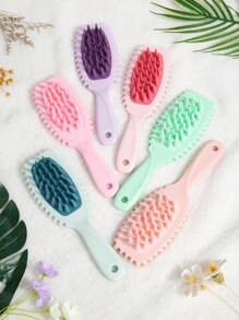 1 件定义造型缠结头发长柄沐浴硅胶洗发刷，沙龙头发按摩空气梳垫卷发刷防静电造型刷用于梳理缠结头发，按摩头皮，用于浴室、梳妆台，适合男女，最佳礼物，学校携带 - 彩色 - 查看 3