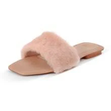 Women's Flat Sandal With Fur Bride Plush Slipper Slipper - Rosa Oxidada - Ver 3