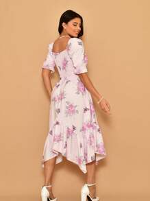 Helena Crepinho Printed Dot Midi Dress With Short Sleeves - Rosa - Ver 3