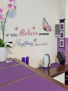 1set Inspiring Quotes & Butterfly Wall Decals, Stickers, Wall Decal, Vinyl Decal For Home Decorations, Spring Decoration Items Refresh Your Home, Rama Decoration Stickers Gifts Birthday Graduation - Multicolor - View 16