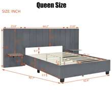 MERAX Upholstered Platform Bed With Big Headboard, Bedroom Furniture, Velvet