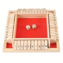 1 Set Juego de mesa clásico de madera de 4 lados numerados con 2 dados, caja plegable, 4 opciones de color, adecuado para viajes, reuniones de ocio, fiestas de adultos, bares, reuniones familiares, ideal para regalos de Acción de Gracias/Navidad - Multicolor - Ver 13