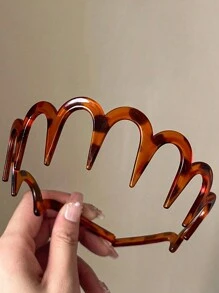 2条亮面纯色锯齿发箍，黑色和琥珀色，简约设计，百搭，适合日常、休闲、派对、通勤、度假、妆容和服装搭配，发饰、美发工具、卷发配件，秋季、旅行、女士配饰、美发产品、发饰、女士发饰、美发工具、美容配件、礼品、旅行头饰 - 彩色 - 查看 4