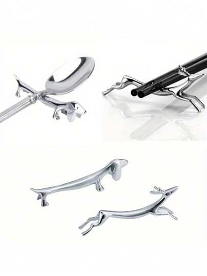 4 件/3 件/1 件铝制动物筷子架 - 优雅的餐桌配件，轻巧奢华的狗和鹿设计勺架，适合家庭和酒店使用