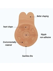 2 Pares De Sujetador Adhesivo Sin Tirantes Con Forma De Mango Clásico En Desnudo Y Negro - Albaricoque - Ver 5