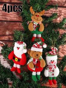 1/4pcs Christmas Fabric Hanging Ornament Mini Dolls Pendant Christmas Tree Decorations Party Holiday Decor Small Gift,Christmas