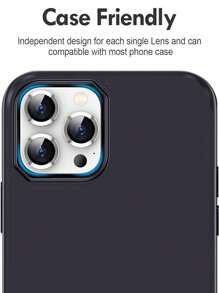 3pcs Camera Lens Protective Film, Compatible With IPhone 11 12 13 14 15 Pro/ With Strong Adhesion, 9H Hardness Tempered Glass Camera Screen Protector, Metal Rim Cover, Friendly To Protective Case (Silver)