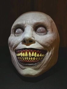 1pc Halloween Horror Smiling White Face Exorcism Mask, Skeleton Bone Design - White - View 3