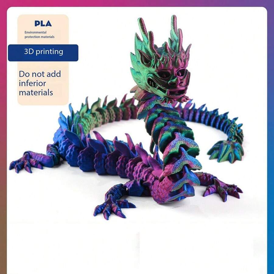 1 件 3D 打印可移动中国龙饰品,创意小雕像礼物(由于 3D 打印,实际产品颜色可能与图片有所不同) - 彩色 - 查看 1