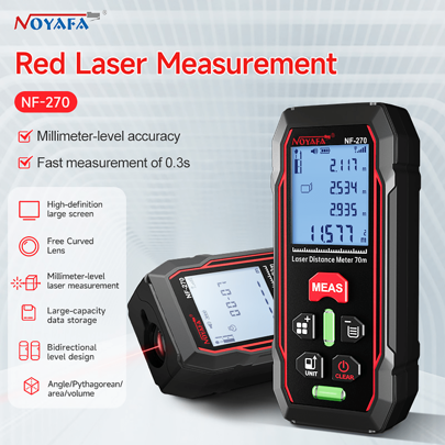 Laser Distance Meter  Screen Length Area Volume And Pythagorean Single Continuous Circumference Countdown Measure 70M Laser Distance Meter New Arrival Upgraded 99 Sets Data Storage Light Anti-Fall Dustproof Level Bubble
