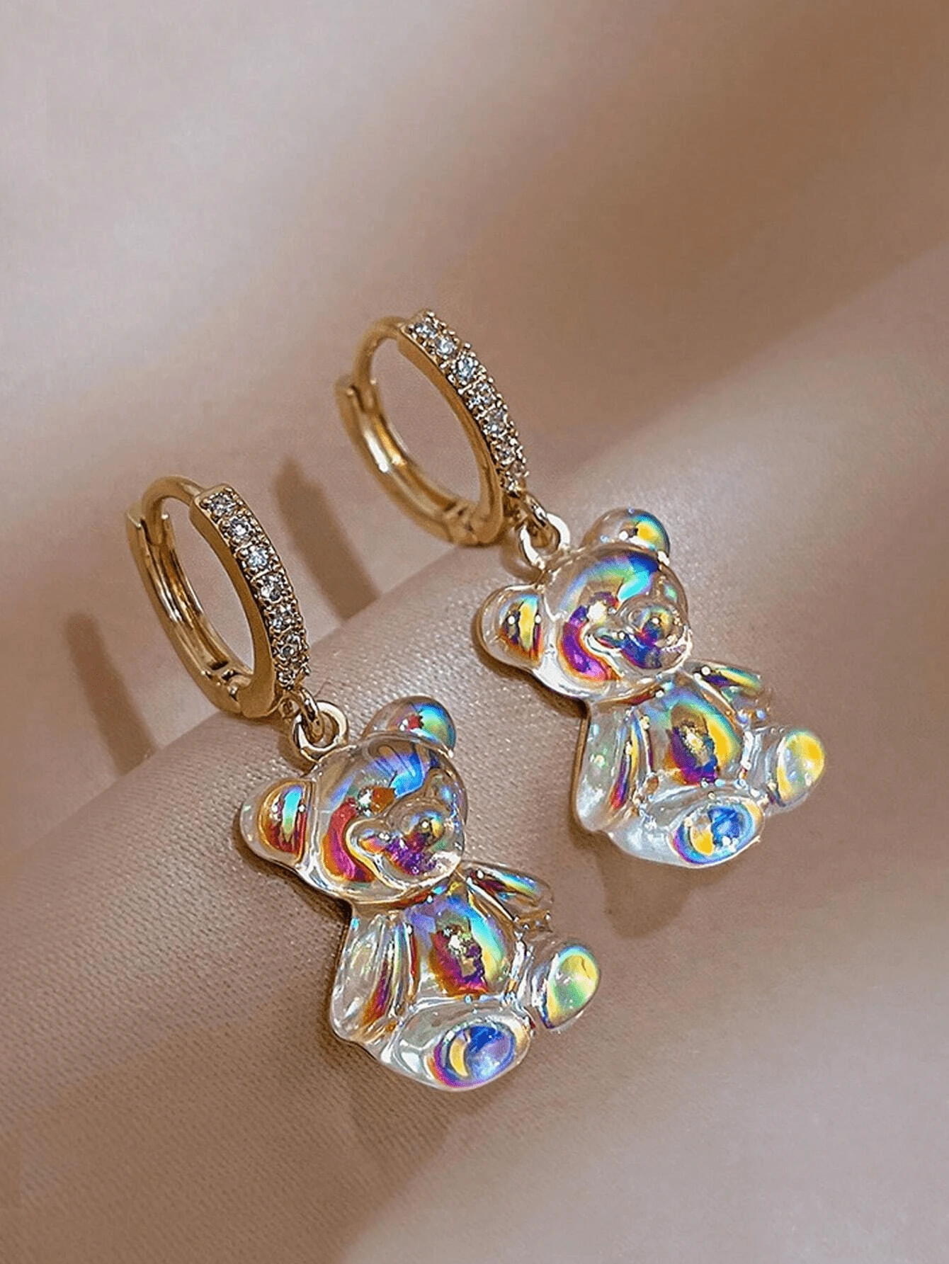 1 Pair Cute Cartoon Bear Pendant Stud Earrings, Versatile Daily Earrings For Girls - Multicolor - View 1