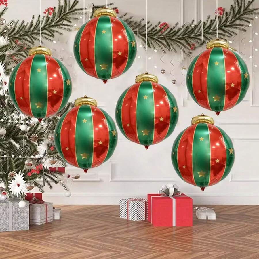 2/4/10 Stück 27 Zoll Aluminium Folien Weihnachtskugeln, Weihnachtsbaum Kugel zum Aufhängen, Weihnachtsdekoration, Weihnachten