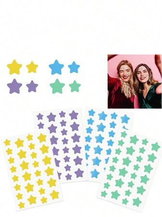 224pcs Mixed Color Large Capacity Star Shaped Patches Gentle, Non-Irritating To Cover Facial Blemishes Breathable And Waterproof, Face Painting, Face And Body Painting, Party Crayons, Makeup Party Supplies, Festivals, Concealer Patches, Cover Stickers,Makeup,Cheap,Room Decor,Vanity,Travel,Bedroom,Makeup Accessories,Cheap,Stocking Stuffers,Makeup,Makeup Tools,Cheap Stuff,Gifts,Gifts For Women,Christmas Gifts
