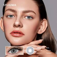 1 副软性彩色隐形眼镜，年度一次性化妆隐形眼镜，美容隐形眼镜，适合日常使用和携带万圣节服装角色扮演 - 灰色 - 查看 4