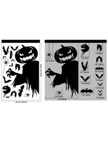 Halloween Giant Spooky Monster Ghost Window Stickers Bat Skeleton Halloween Party Decoration Static Stickers - Multicolor - View 2