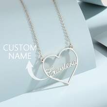 1pc Personalized English Name Necklace, Stainless Steel Heart Pendant, Luxurious Classic Style Customizable Wedding Jewelry Gifts For Women
