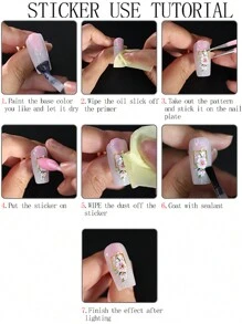 2Pcs Hibiscus Flowers Nail Stickers Summer Decor Pink White Floral Flowers Stars Nail Decals 3D Tropical Petal Sliders Manicure Foils - Multicolor - View 9