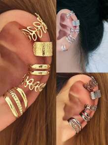 5 Cái/bộ Bông Tai Kẹp Phong Cách Âu Mỹ Hợp Thời Trang Cho Tai Không Xỏ, Thiết Kế Lá Rỗng, Màu Vàng - Loại bướm - Xem 9