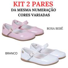Kit 2 Pairs Children's Sneakers Girl Flat Ballerina Varnish Comfortable Doll Sneakers - 淺粉色 - 查看 1
