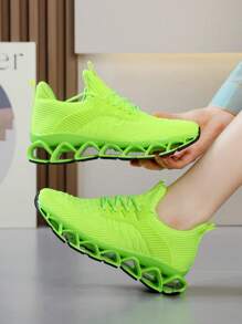 Women's Slip On Walking Running Shoes Blade Tennis Casual Fashion Sneakers Comfort Non Slip Work Sport Athletic Trainer White - huỳnh quang màu xanh lá cây - Xem 2