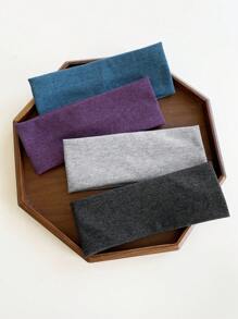 Girlish! 4pcs/Pack Solid Color Basic All-Match Sport Headbands, Korean Style Fashionable Wide-Band Hair Accessory, Ideal For Casual & Outdoor Activities Turban Headband Sweatband, School Stuff, College