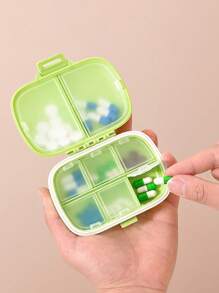 1 个 8 隔间小药盒，便携式防水药品储存盒，适合旅行，包括 2 个大隔间和 6 个小隔间，适用于各种药物 - 彩色 - 查看 2