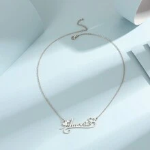 1pc Personalized English Name Necklace, Stainless Steel Heart Pendant, Luxurious Classic Style Customizable Wedding Jewelry Gifts For Women