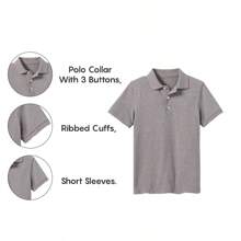 10-Pack School Uniform Tagless Polo Shirts For Boys - Heather Grey - View 4