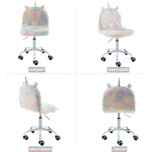 WAHSON OFFICE CHAIRS 1PC Wahson Children's Desk Chair Girls' Desk Chair With Casters, Swivel Unicorn Desk Chair For Bedroom - 彩色 - 查看 7