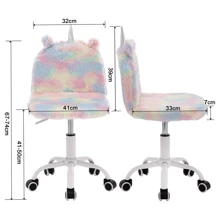 WAHSON OFFICE CHAIRS 1PC Wahson Children's Desk Chair Girls' Desk Chair With Casters, Swivel Unicorn Desk Chair For Bedroom - 彩色 - 查看 6