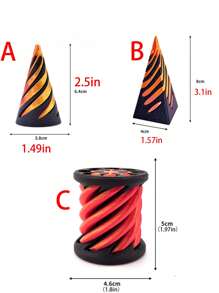 Impossible Pyramid Passthrough Sculpture, Pass Through Pyramid Fidget Toy, 3D Printed Spiral Cone Toy Pyramid Passthrough Sculpture, Desktop Decor Souvenir Gift Halloween Fun Toy Decoration, Stress Relief Toys, Holiday Gifts, Office Stress Relief (Random Color, Red/Gold) - Multicolor - View 5