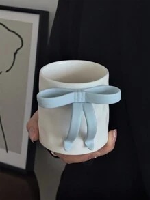 1 Peça Caneca Cerâmica 3D Fofa com Laço, Design Artesanal de Alta Qualidade, Caneca de Estilo Feminino para Café/Chá, Presentes para Amigos, Suprimentos Escolares, Presentes de Natal, Presentes de Aniversário Volta às Aulas - Multicolorido - Visão 11