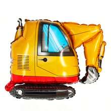 1 pieza Globo de aluminio con decoración de grúa, montacargas, excavadora, vehículo de ingeniería de dibujos animados para decoración de fiesta de cumpleaños - Multicolor - Ver 10