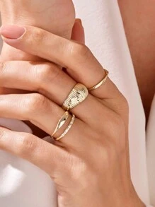 1Pc Fashionable Minimalist 925 Sterling Silver Solid Korean Style Fine Jewelry Minimalist 18k Gold Plated Pinky Signet Rings For Women Daily & Party Wear