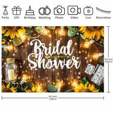 1 件复古向日葵新娘婚礼装饰背景横幅，82.7 * 59.1/59.1 * 39.4/39.4 * 29.5 英寸，串灯许愿瓶，向日葵木纹背景适用于主题派对墙壁装饰、照相亭、客厅卧室、摄影工作室、直播 - 彩色 - 查看 14