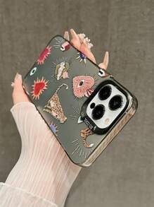 Étui de protection souple en TPU avec motif œil de tigre et imprimé léopard pomme, compatible avec iPhone 15 Pro Max, 14 Plus, 13 Pro Max, 12, 11, 7G, 7P, IX, XR, XS Max