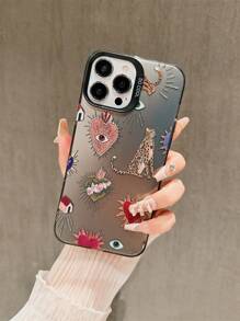 Étui de protection souple en TPU avec motif œil de tigre et imprimé léopard pomme, compatible avec iPhone 15 Pro Max, 14 Plus, 13 Pro Max, 12, 11, 7G, 7P, IX, XR, XS Max