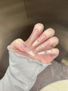 30 móng giả hình hạnh nhân, thiết kế chữ thập tối giản kiểu Pháp, màu trắng, ngọt ngào và sành điệu, bao gồm 1 gel dẻo và 1 dũa móng tay mờ, phù hợp cho các bữa tiệc, dạ hội, trang phục thường ngày của phụ nữ, móng giả có thể tái sử dụng. - Nhiều màu - Xem 2