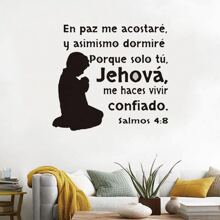 1 peça Adesivo de Parede em Espanhol Bíblia Salmo 4:8 Cristão Jesus Oração Decalque Decoração de Casa Para Sala de Estar Quarto