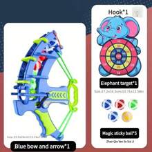 1pc Blue Elastic Bow And Arrow Set With Sticky Balls, Magic Balls And Elephant Target, Great For Outdoor Shooting Games, Parent-Child Interaction Toys For Boys And Girls Aged 4-6, Indoor Archery Shooting With Sticky Balls