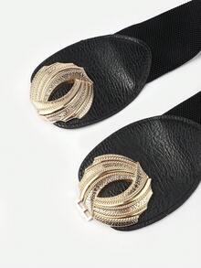 Plain Waist Belt With Special Wave Shape Buckle - A - View 3
