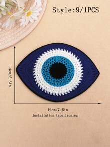 1 件眼睛设计刺绣补丁、DIY 刺绣贴纸、缝纫用品 - 彩色 - 查看 17