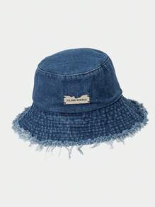 1 pieza Sombrero de cubo con decoración de metal desgastado, estilo callejero, apto para uso casual en primavera, verano y otoño