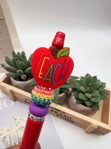 1 pieza Llavero con forma de manzana elegante con cuentas de strass, Bolígrafo con cuentas de strass con forma de manzana, Regalo del Día del Maestro para maestros, Accesorio para coche, Dije para bolso, Escolar, Lindo, Gótico, Y2K, Cordón para tarjeta de identificación, Accesorio para coche, Dije para bolso - Multicolor - Ver 11