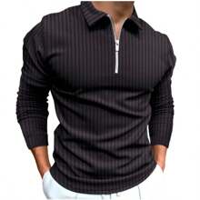 Long Sleeve Polo Shirt With Zipper Launch - 米色 - 查看 2